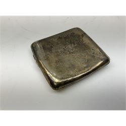 Group of silver, to include cigarette case, hallmarked Ellis & Co, Birmingham 1918, three napkin rings, various maker and assay marks, dates 1916, 1919, and 1944, silver mounted photograph frame, hallmarked Birmingham 1915, maker's mark H&A, probably Horton & Allday, five silver handled knifes, hallmarks worn and indistinct, together with a small quantity of jewellery, comprising silver bangle stamped Sterling Silver, one 9ct stone stone set ring, other silver and silver gilt stone set rings, two polished cabochon pendants in silver settings, one with silver chain, the clasp stamped 925, gross weighable silver 5.59 ozt (174 grams).