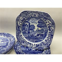 Copeland Spode Italian pattern dinner wares, including two tureens and covers, four serving dishes, six dinner plates, four side plates etc, all with blue printed marks beneath