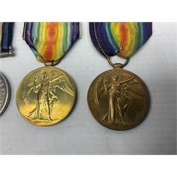 Two WW1 Lincolnshire Regiment pairs of medals, each comprising British War Medal and Victory Medal awarded to 18697 Pte. S. Portus and 45716 Pte. V.L. Margereson; all with ribbons (4)