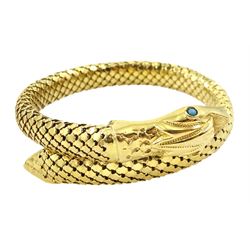 18ct gold snake bangle, stamped 750, approx 38.9gm