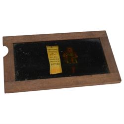 Five early 20th century animated magic lantern slides, including a Temperance meeting example and a Luna Caustic example