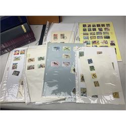 World stamps including Australia, Antigua, Canada, New Zealand, St Vincent, Republic of Maldives, Norfolk Island, Malta etc, Great British and other first day covers, Queen Elizabeth II 60th Birthday commemorative stamps etc, housed in five albums/folders and loose, in one box