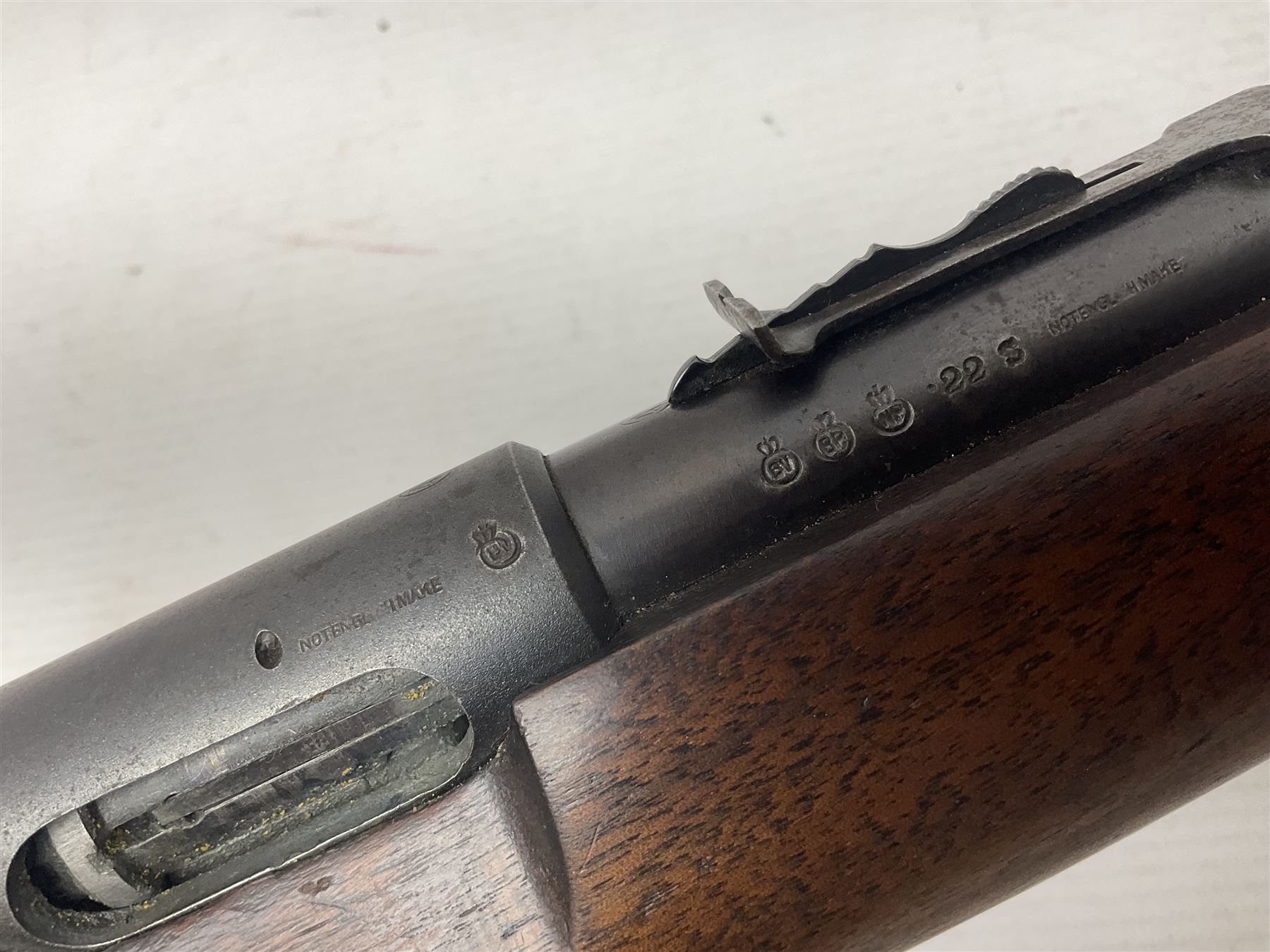 Winchester Model 74 .22 Short semi-automatic single shot rifle, the 61cm(24