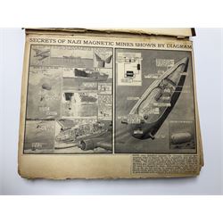 Album of WWII era paper ephemera, to include cartoon illustrations by George Goodwin Butterworth and Clive Uptton, articles and photographs