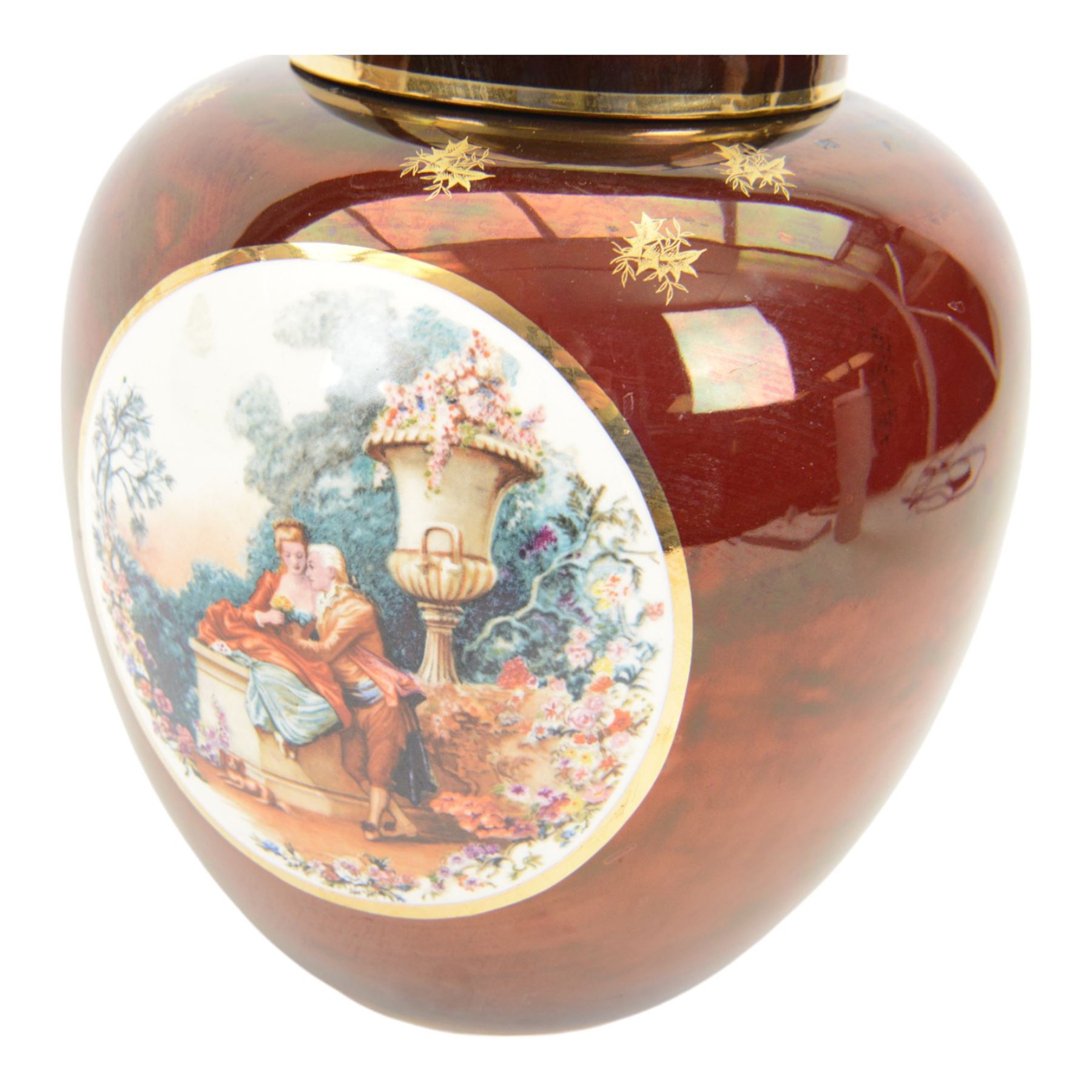 Tureen Lignum vitae vase, together with Carlton Ware ginger jar and cover