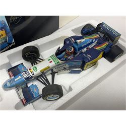 Four Paul's Model Art 1:18 scale Michael Schumacher Collection die-cast racing cars - Ferrari F310B; Ferrari F310/2; Benneton Renault B195; and Ferrari F300; all boxed (4)