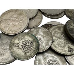 Coins including Elizabeth I 1573 sixpence and other hammered silver coins, commemorative fifty pence pieces with 2003 'Give Women The Vote', 2017 'Benjamin Bunny', 2017 'The Tales of Peter Rabbit', 2019 'Sherlock Holmes', small quantity of Great British pre 1947 silver coins, commemorative crowns, spade guinea style gaming tokens etc