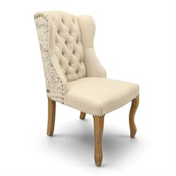 Set of six contemporary button back wingback dining chairs