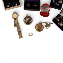 Tissot PR50 watch, boxed, together with silver heart earrings and a collection of cufflinks