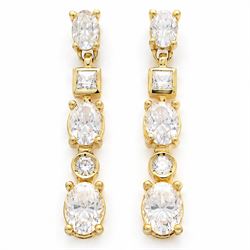 Pair of 18ct gold cubic zirconia pendant stud earrings