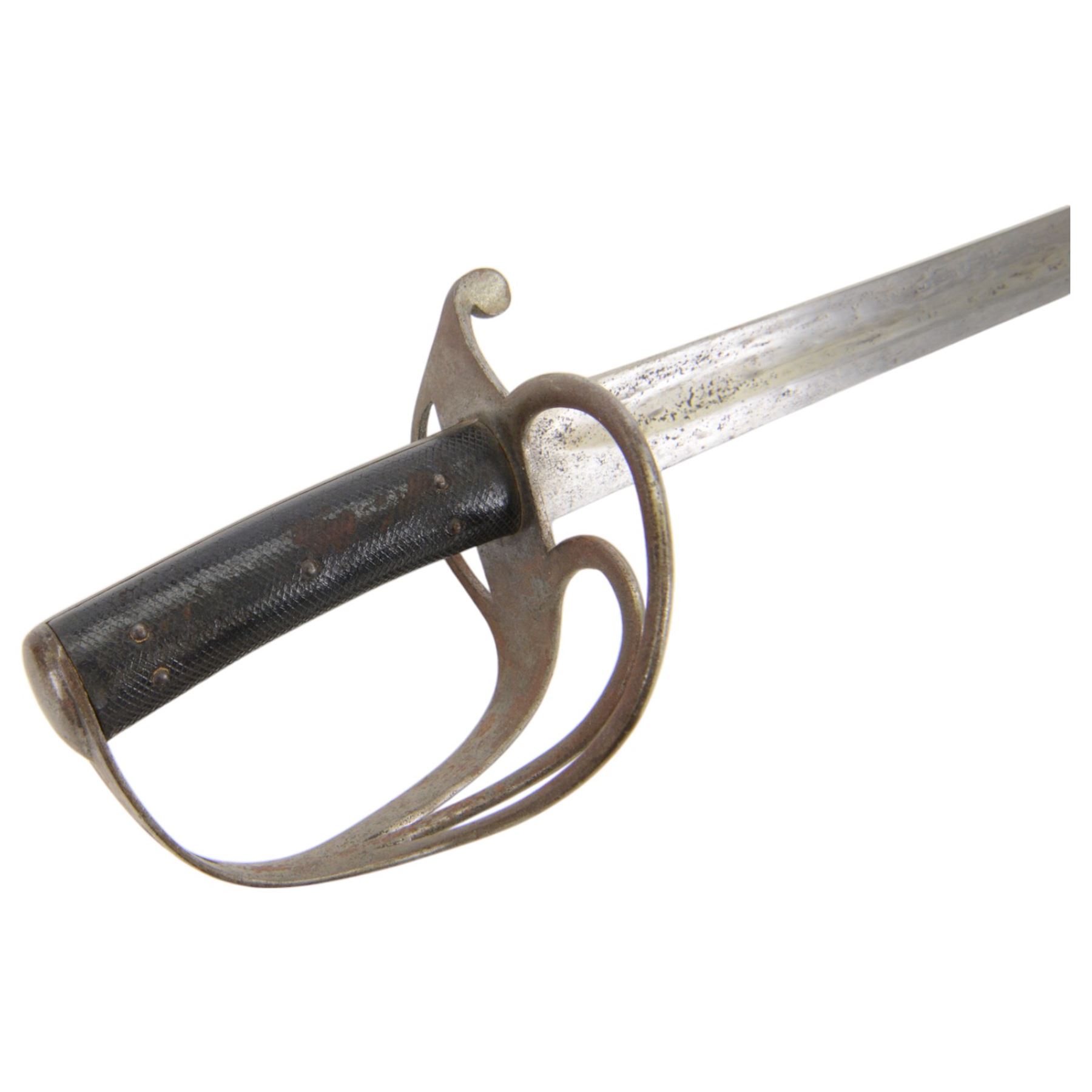 WWI Artillery Officer's sword, with 89cm steel single edge blade, chequered grip, overall L103cm 