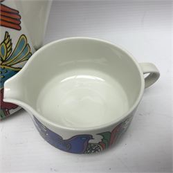 Villeroy & Boch Acapulco pattern coffee set for six, comprising coffee pot, milk jug, sugar bowl, seven coffee cups and six saucers, all with printed mark beneath