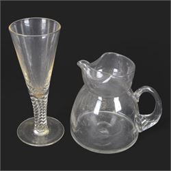 Oversized Georgian design wine glass, etched wine glass, and further 19th century and later cut glassware
