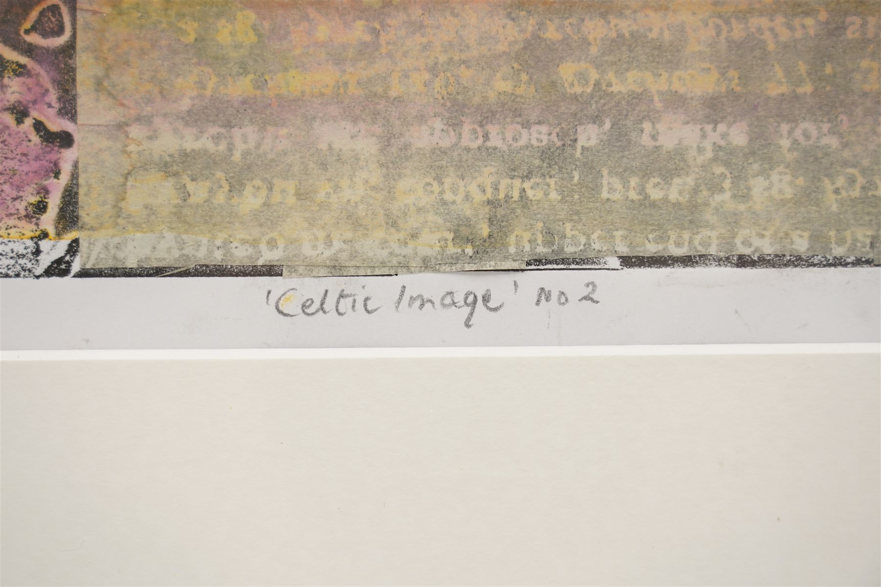 Gillian Ross Kelsey (British 1935-2025): 'Celtic Image No 2', mixed media on paper signed and titled in pencil 17.5cm x 29.5cm