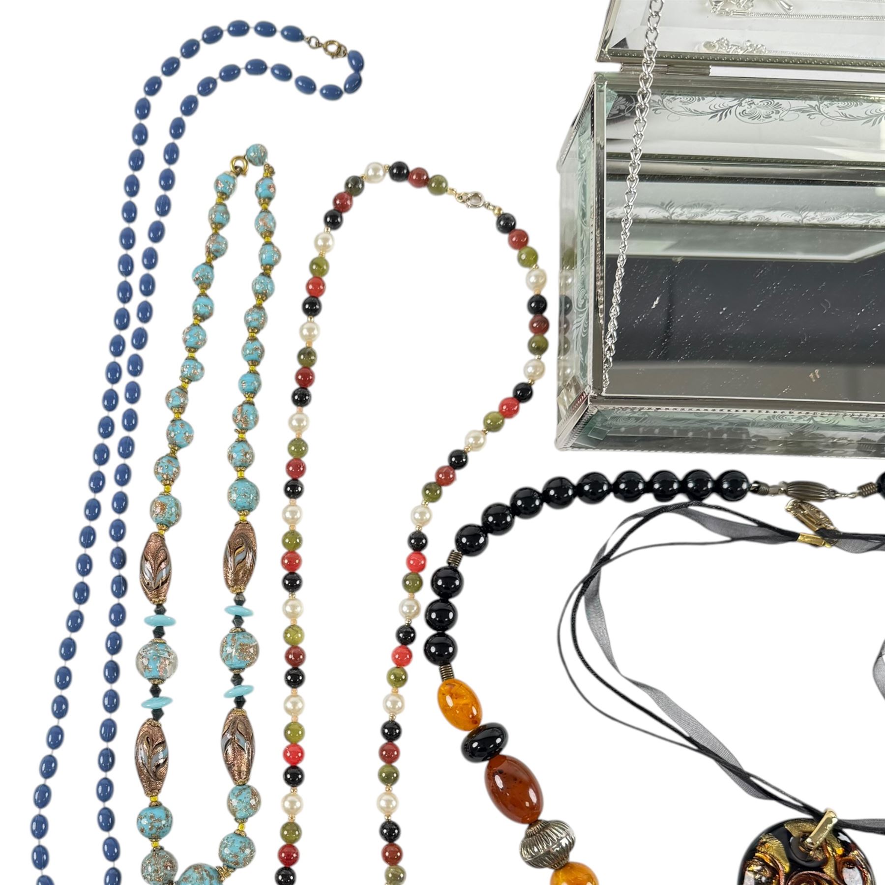 18ct gold old keepers ring and a collection of beaded costume necklaces
