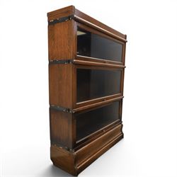 Globe Wernicke - early 20th century oak stacking bookcase, three tiers, lift up glazed doo...