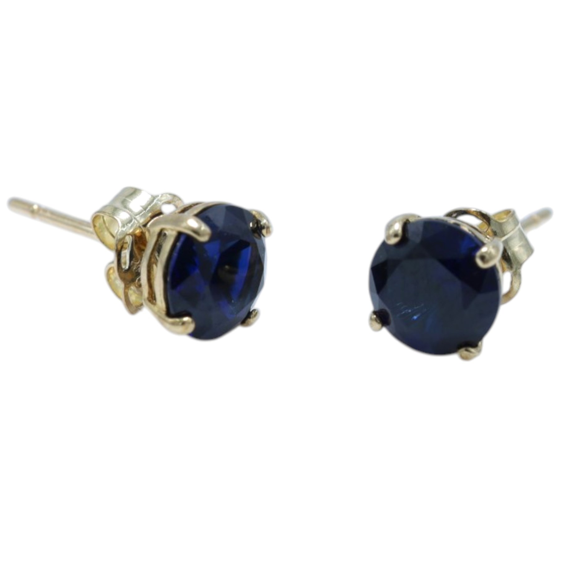 Pair of 9ct gold blue stone stud earrings, boxed