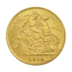 King George V 1914 gold half sovereign coin