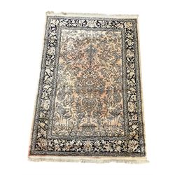 Small Bokhara green rug, Chinese hearth rug and two modern Persian design rugs