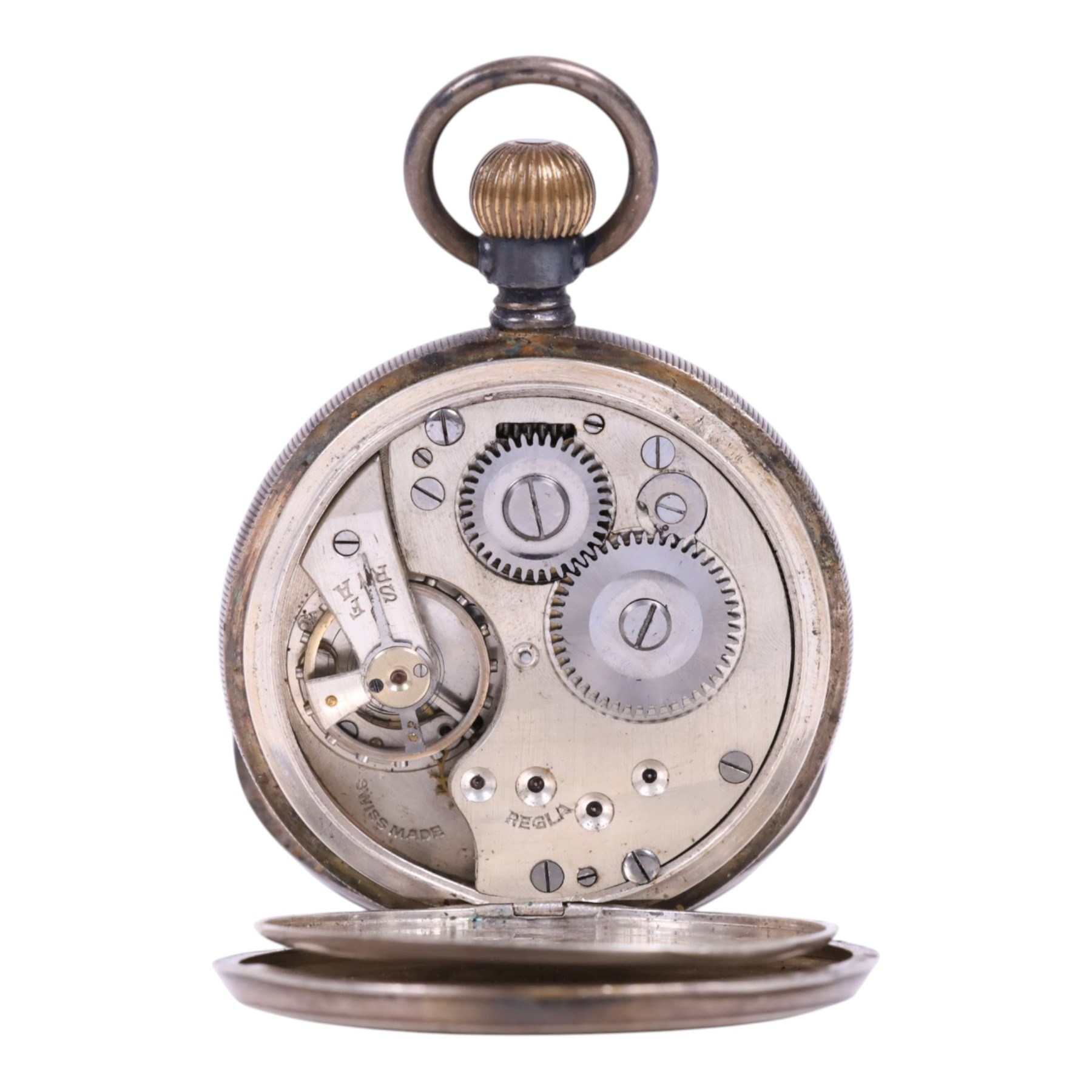 Continental silver ladies fob watch with silvered dial, stamped 800, on Albertina together with a silver cased open faced pocket watch, with silver import marks