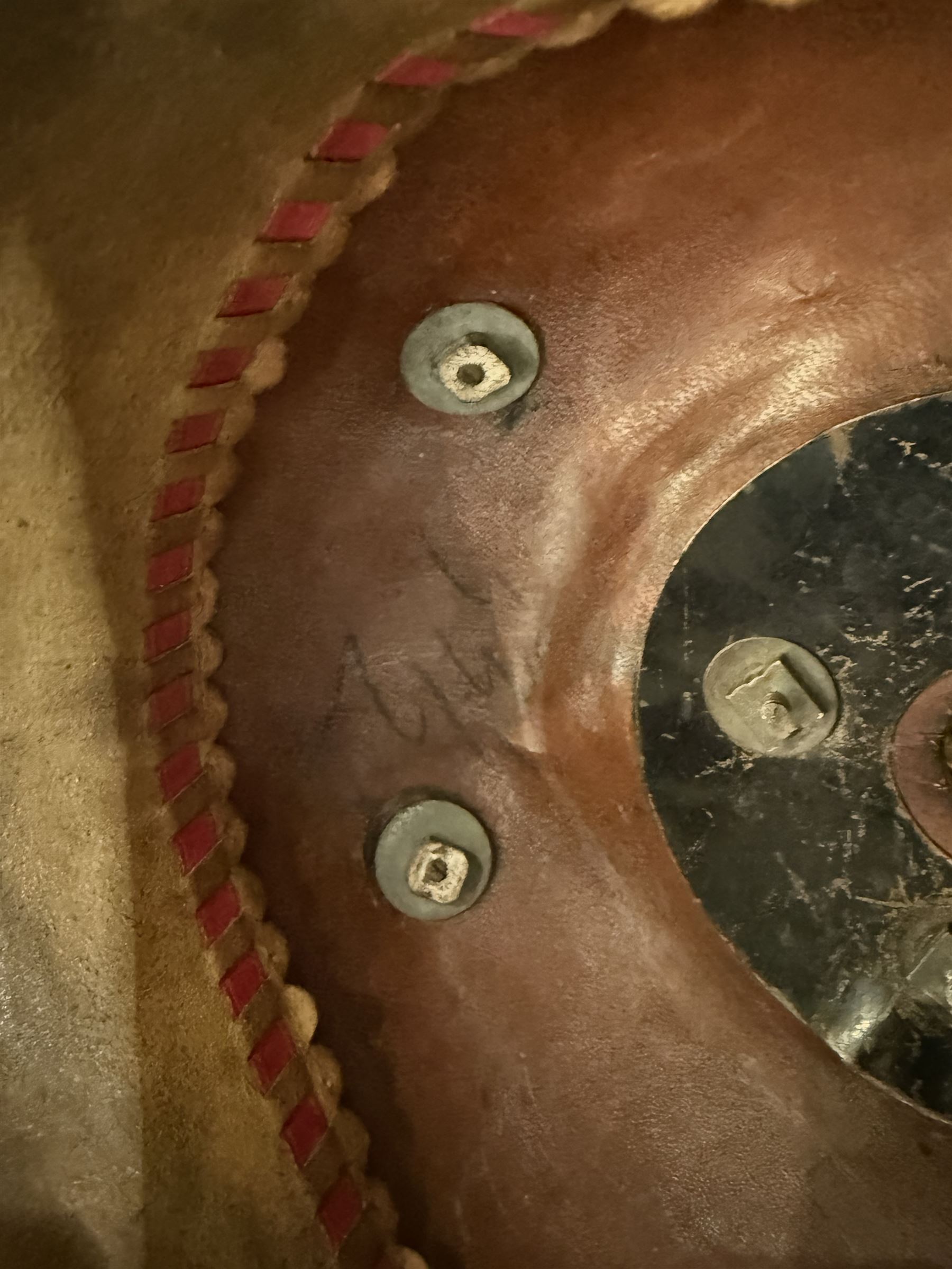 WWI Prussian Pickelhaube, Baden Infantry Regiment, the black leather skull with detachable brass spike, the circular base plate set with four star retaining studs, brass eagle helmet plate, both sides with red and black cockades