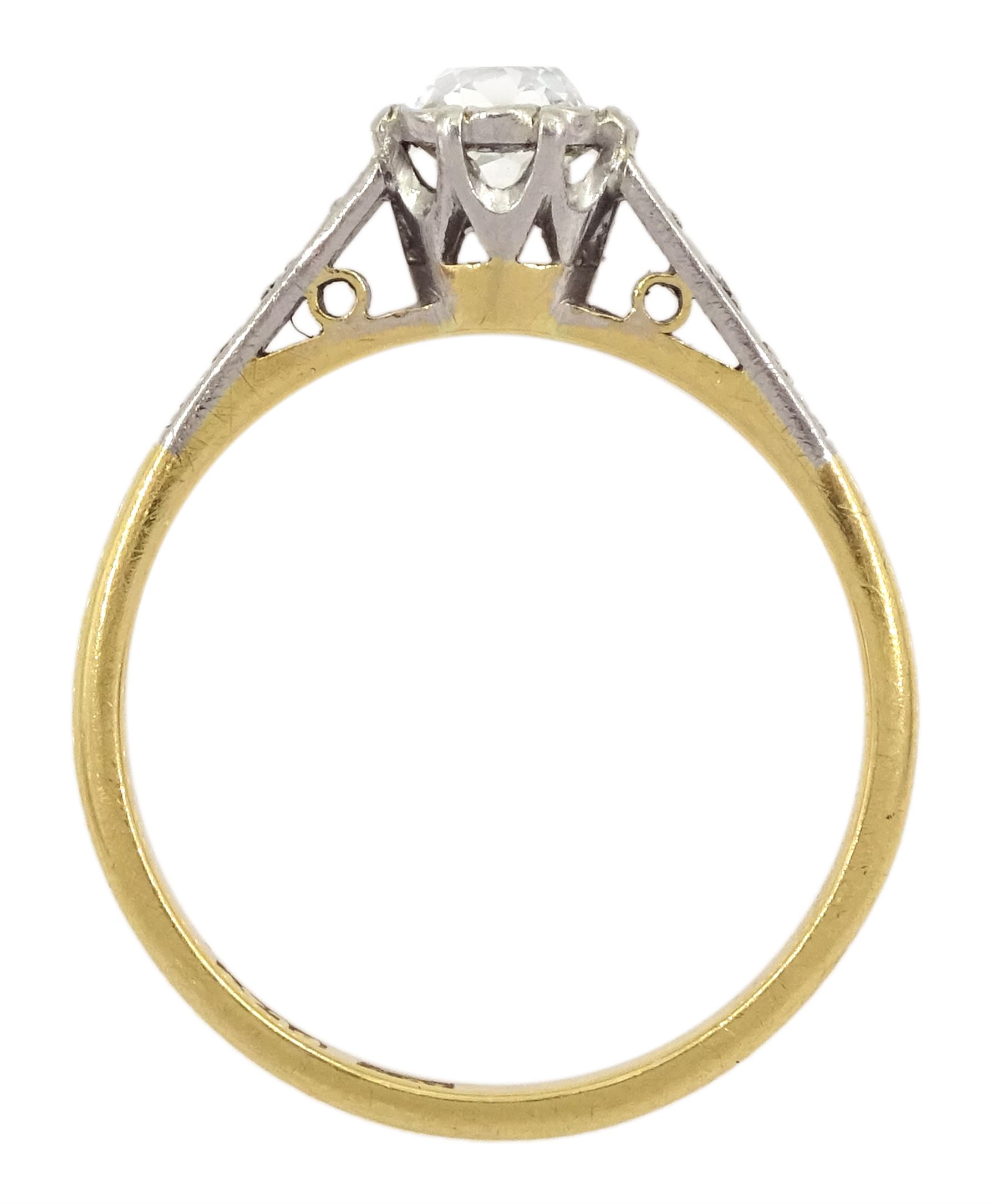 Early 20th century single stone old cut diamond ring, stamped 18ct Plat, diamond approx 0.60 carat

