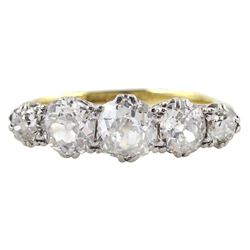Early 20th century gold old cut five stone diamond ring by Charles Green & Sons, stamped CG&S 18ct, total diamond weight approx 1.50 carat