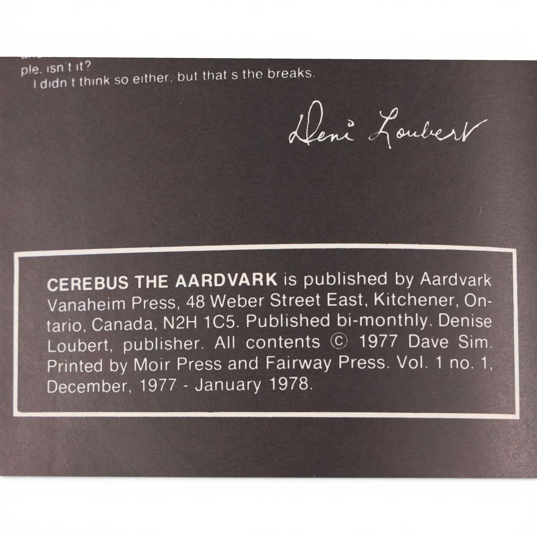 Aardvark-Vanaheim 'Cerebus The Aardvark' issue #1