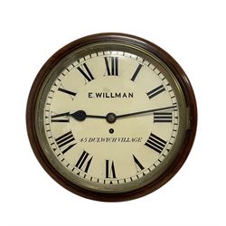 E. Willman of Dulwich Village, London - Early 20th century mahogany cased 8-day wall clock with a 12