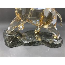 Swarovski Crystal Soulmates, Elephant, with champagne tint, upon granite base, H24.5cm