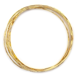  Five Middle Eastern 18ct gold (tested) bangles, crescent and star design   