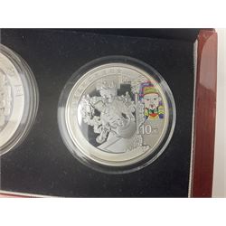 China 2008 Beijing Olympic Games official commemorative silver four coin set, cased with certificates