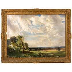 Arthur A Friedenson (Staithes Group 1872-1955): 'Clouds - A Dorset Landscape', oil on canvas signed, titled in the artist's hand and on gallery label verso 55cm x 75cm