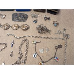 Collection of silver and silver stone set jewellery, including bracelets, necklaces, brooches, rings etc, together with some costume jewellery