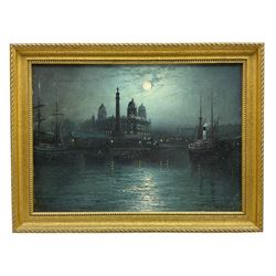 Walter Linsley Meegan (British c1860-1944): Hull Dock Offices and Wilberforce Monument by Moonlight, oil on canvas signed 25cm x 35cm 
Provenance: private East Yorkshire collection, purchased Dee, Atkinson & Harrison 19th November 1999 Lot 586
