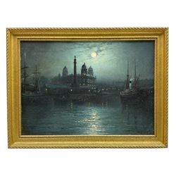 Walter Linsley Meegan (British c1860-1944): Hull Dock Offices and Wilberforce Monument by Moonlight, oil on canvas signed 25cm x 35cm 
Provenance: private East Yorkshire collection, purchased Dee, Atkinson & Harrison 19th November 1999 Lot 586
