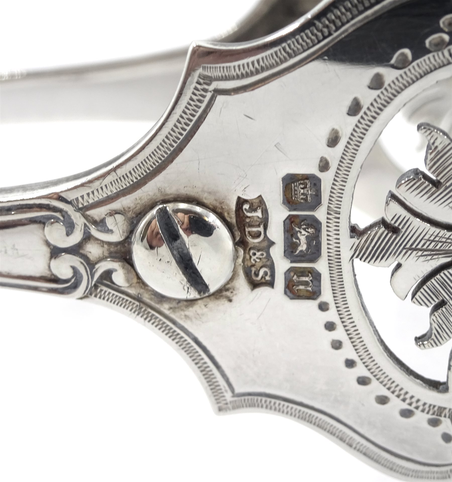 Pair of Edwardian silver asparagus tongs by James Dixon & Sons Ltd, Sheffield 1905, approx 5oz