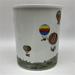 Rosenthal Fornasetti montgolfiere pattern oval vase, decorated with hot air balloons, H20cm