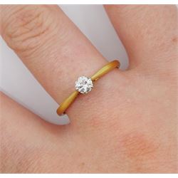 Gold single stone round brilliant cut diamond ring, stamped 18ct, diamond approx 0.30 carat