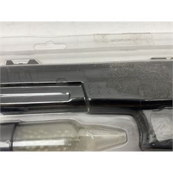 Marksman 1018 spring action BB pistol, serial no.121912951321, L27cm in original packaging with ball dispenser; and KWC .177 cal. CO2 revolver, serial no.31128882, L31cm (2)  NB: AGE RESTRICTIONS APPLY TO THE PURCHASE OF AIR WEAPONS.