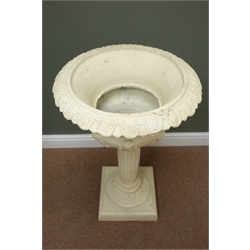  Victorian style centre-piece urn with Corinthian column and egg and dart rim, antique white finish, D49cm, H82cm  