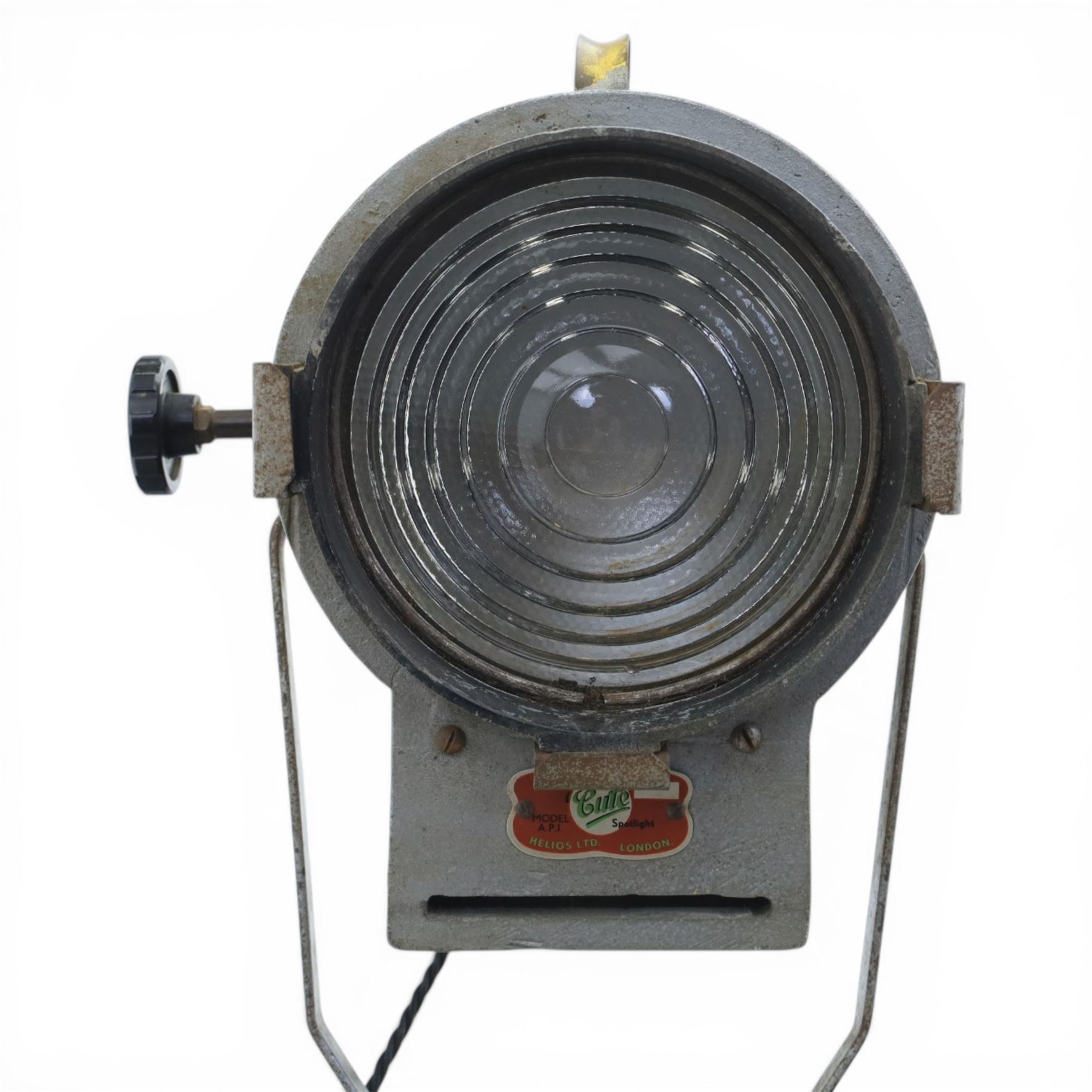 Helios London Ltd - The 'Cute' spotlight lamp, adjustable spotlight head, raised on a metal base with tripod feet