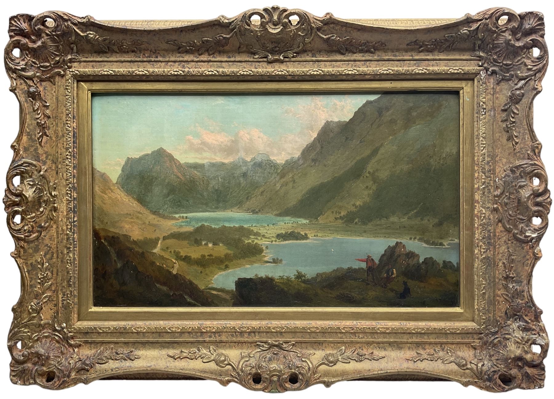James Roberts of Leeds (British 1837-1909): 'Crummock & Buttermere' Lake District, oil on board signed and titled verso 25cm x 43cm
Notes: Roberts a neglected Yorkshire artist, exhibited eight works at the Royal Society of British Artists in Suffolk Street London. A member of the Ipswich Art Club 1889-1891 and in 1889 he exhibited five pictures from 11 Park View, Potternewton, an area of Leeds.