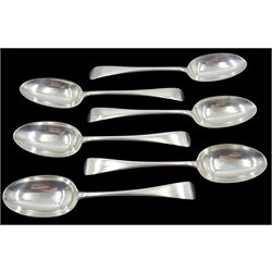 Set of six silver dessert spoons, Old English pattern by Josiah Williams & Co, London 1911, approx 9.9oz