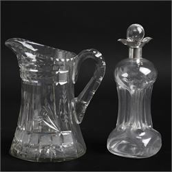 Edwardian glass glug glug decanter with silver collar H23cm Birmingham 1901 Maker John Gri...