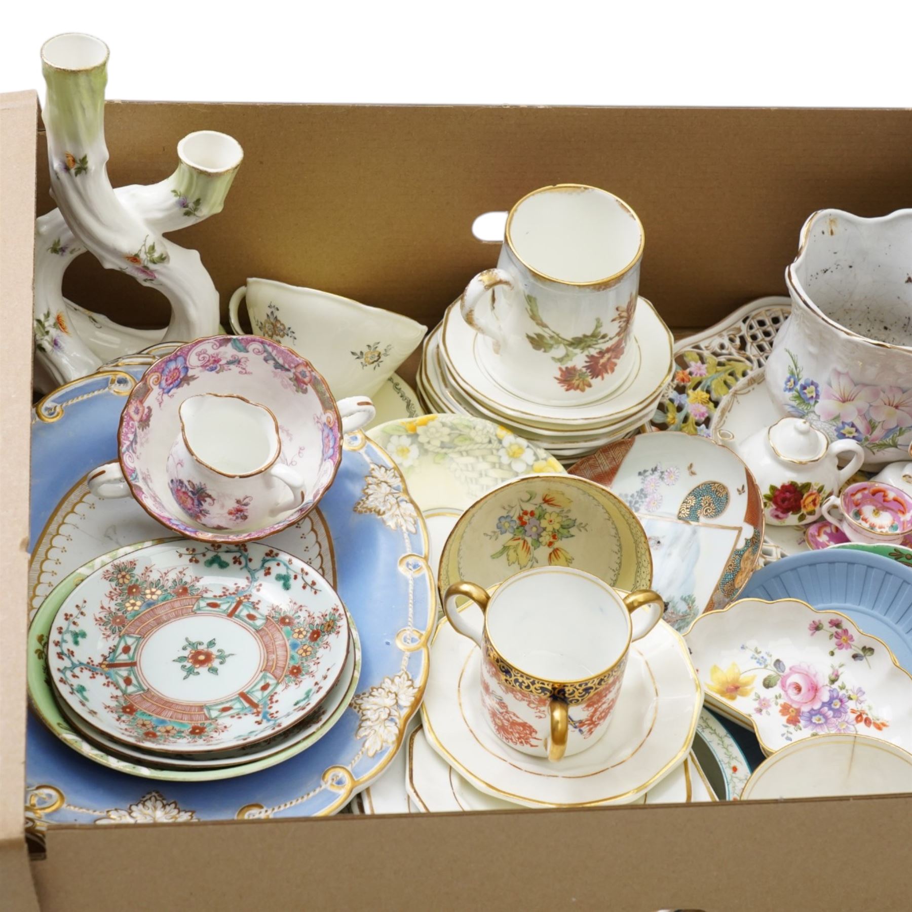 Royal Paragon trio to commemorate the birth of Princess Margaret and Baby's Plate, Royal Crown Derby tyg and two pin dishes, etc
