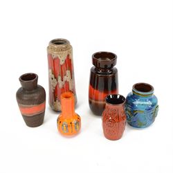Six West German and similar vases, inclu