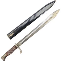 French chassepot bayonet the spine engraved St. Etienne, Mass 1876, with matching scabbard, German Waffenfabrik Bayonet and British Remington 1913 pattern bayonet 