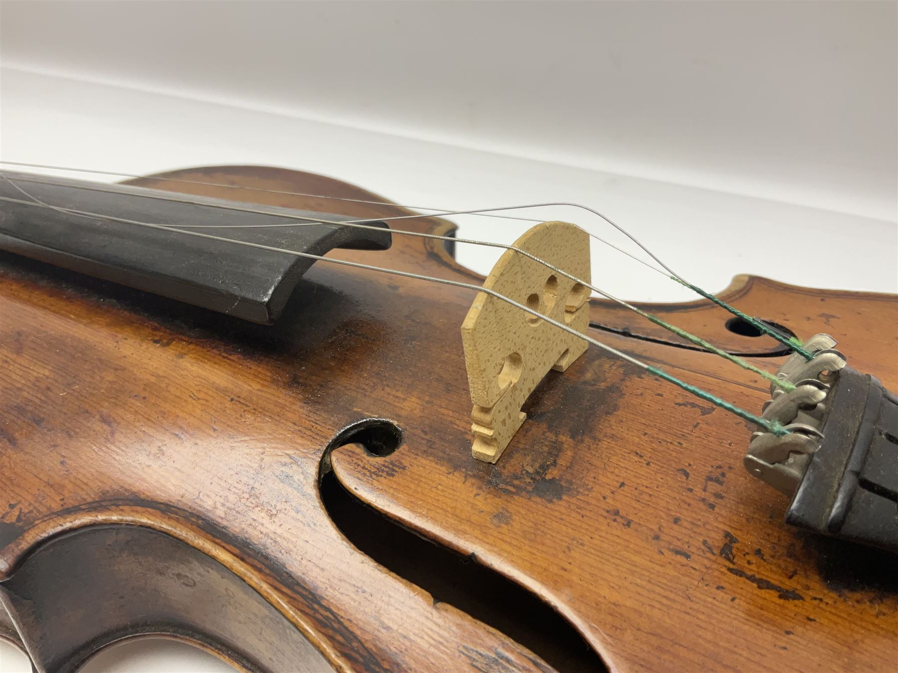Late 19th century French trade violin with 35.5cm one-piece maple back and ribs and spruce top L59cm overall; in carrying case with bow