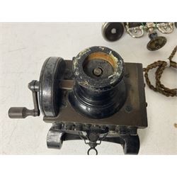 Early 20th century Skeleton Type telephone, probably made by Ericsson, marked MR No. 16, with headset, H30cm